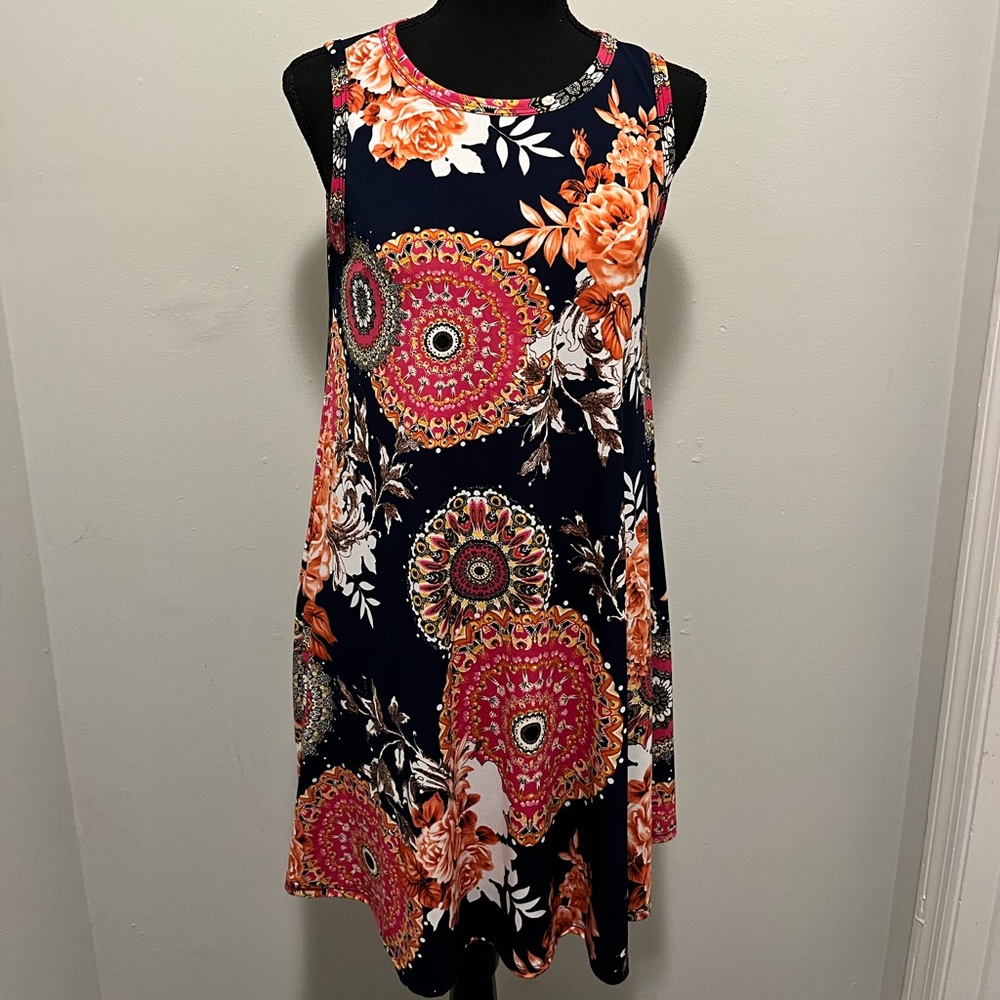 Women Floral Multi- Color Blue Dress